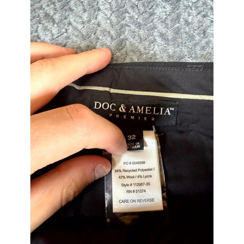 Doc & Amelia Premier Dress Pants Mens 32 Black Pleated Straight Business Formal